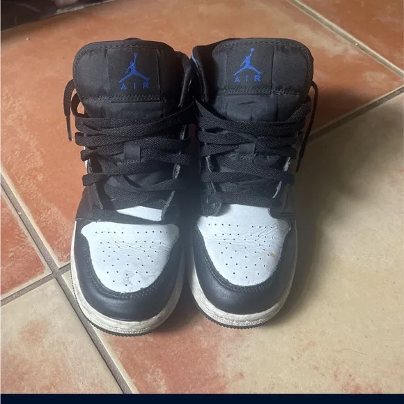 jordan 1 mid white black racer blue (gs) kids - Picture 2 of 4